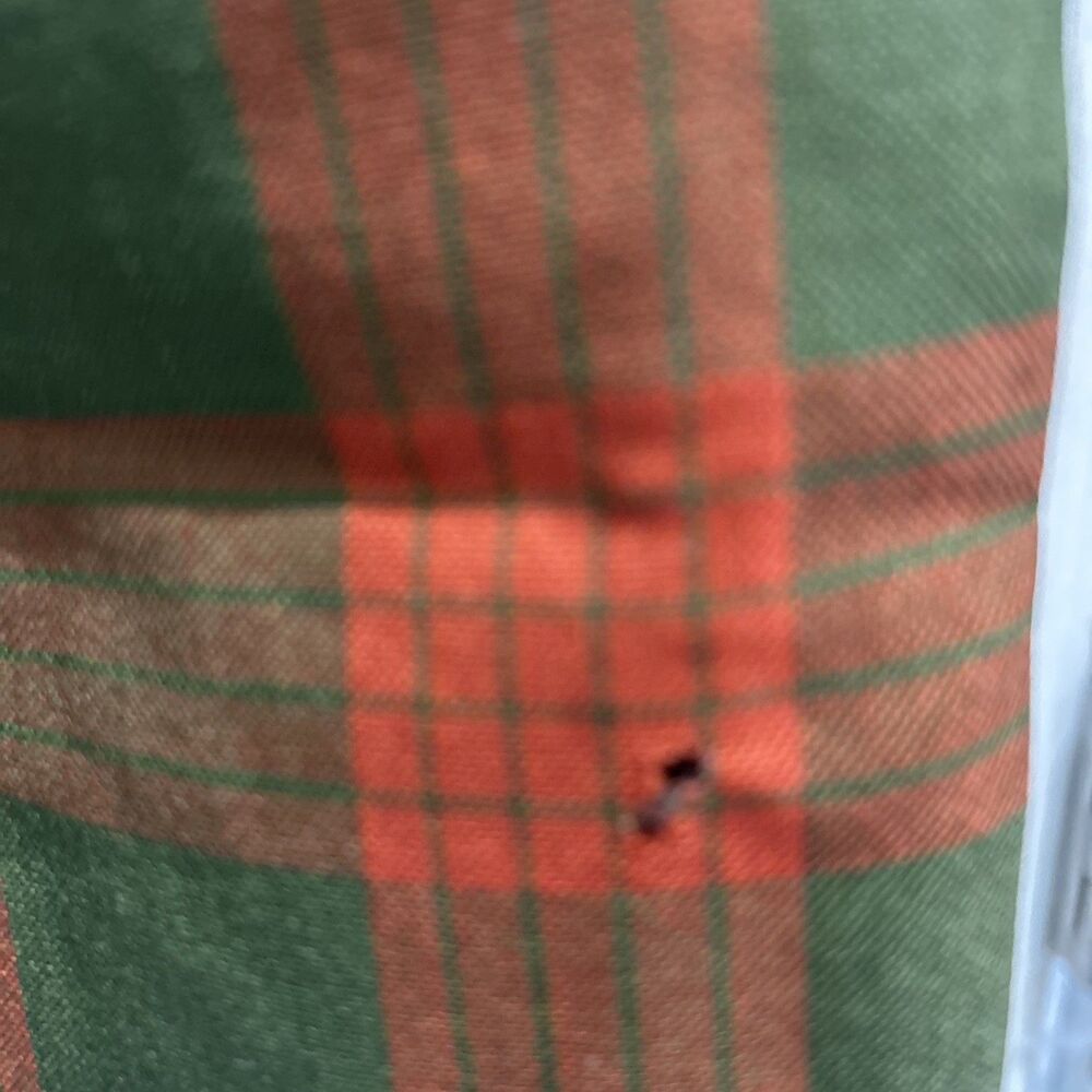 60s NOS BRENT Vintage Loop Collar Wool Flannel Plaid Flap Pocket Blue Orange L - Picture 5 of 11